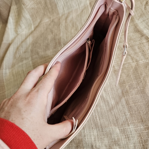 y2k Coquette Girly Office Siren Preppy McBling Mobwife Baby Pink Leather Handbag - Picture 9 of 11